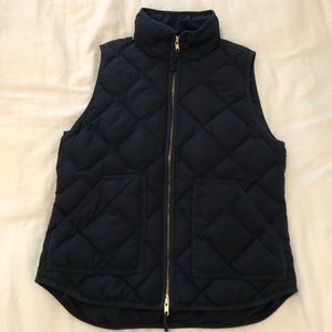 J. Crew quilted down puffer vest, navy, S